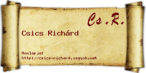 Csics Richárd névjegykártya